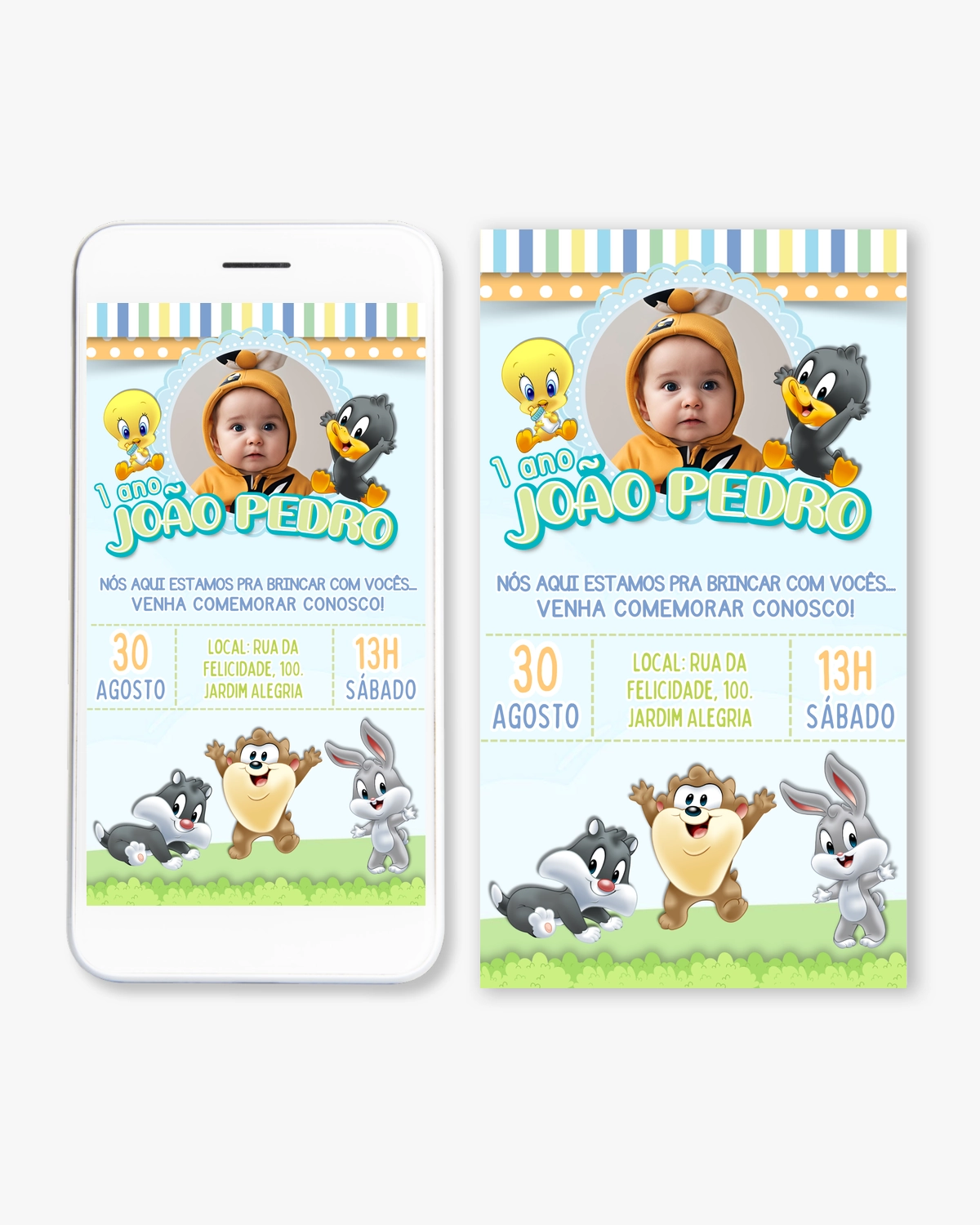 Convite Digital Baby Looney Tunes