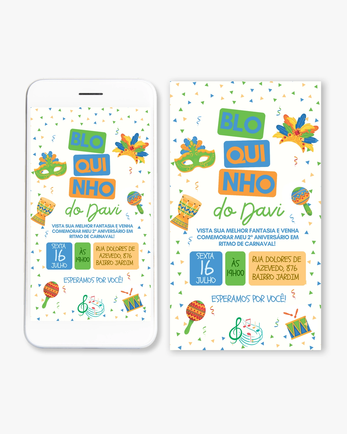 Convite Digital Bloquinho Carnaval