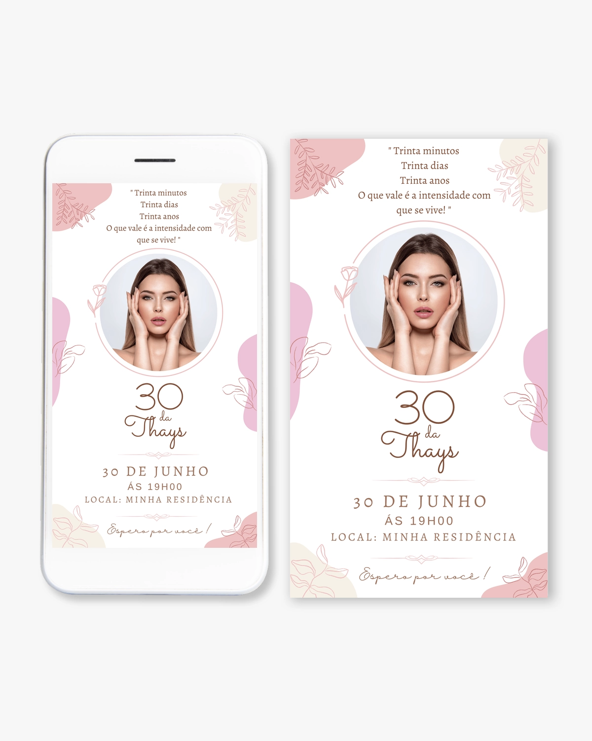 Convite Digital Feminino Rosé Floral