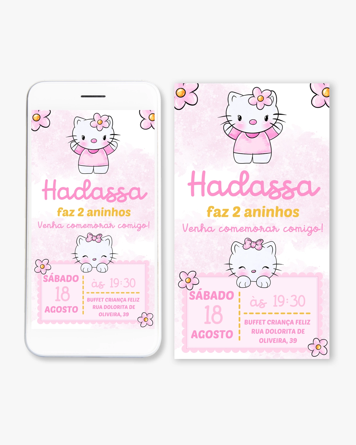 Convite Digital Hello Kitty