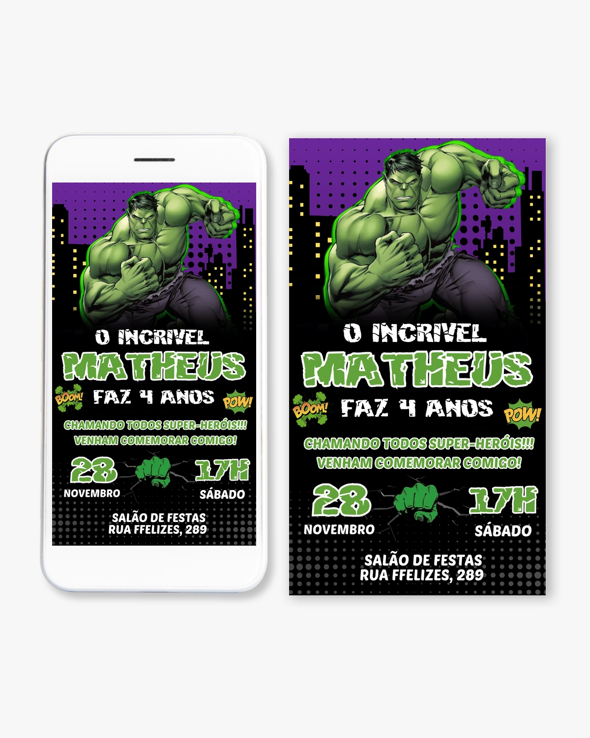 Convite Digital Hulk