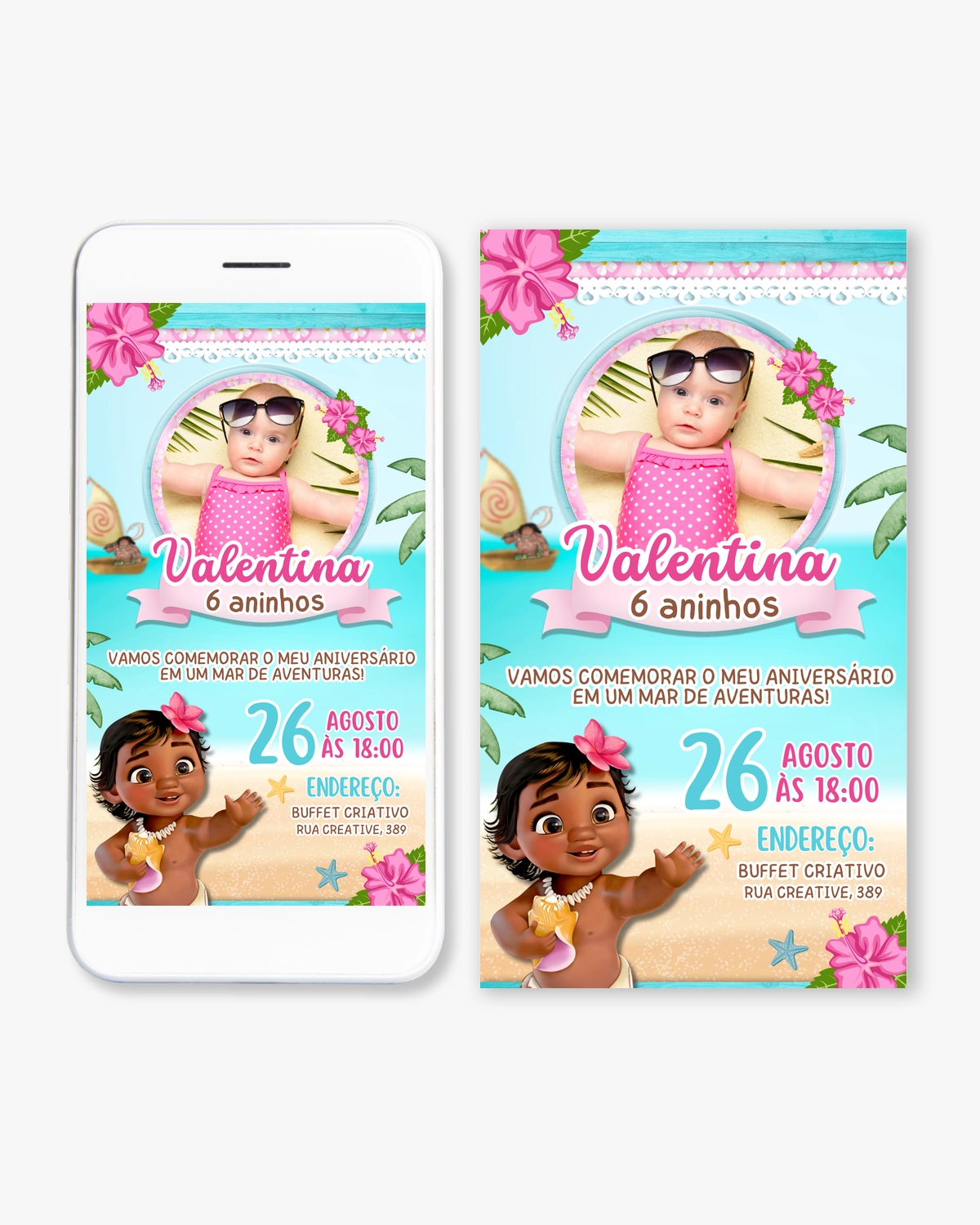 Convite Digital Moana Baby