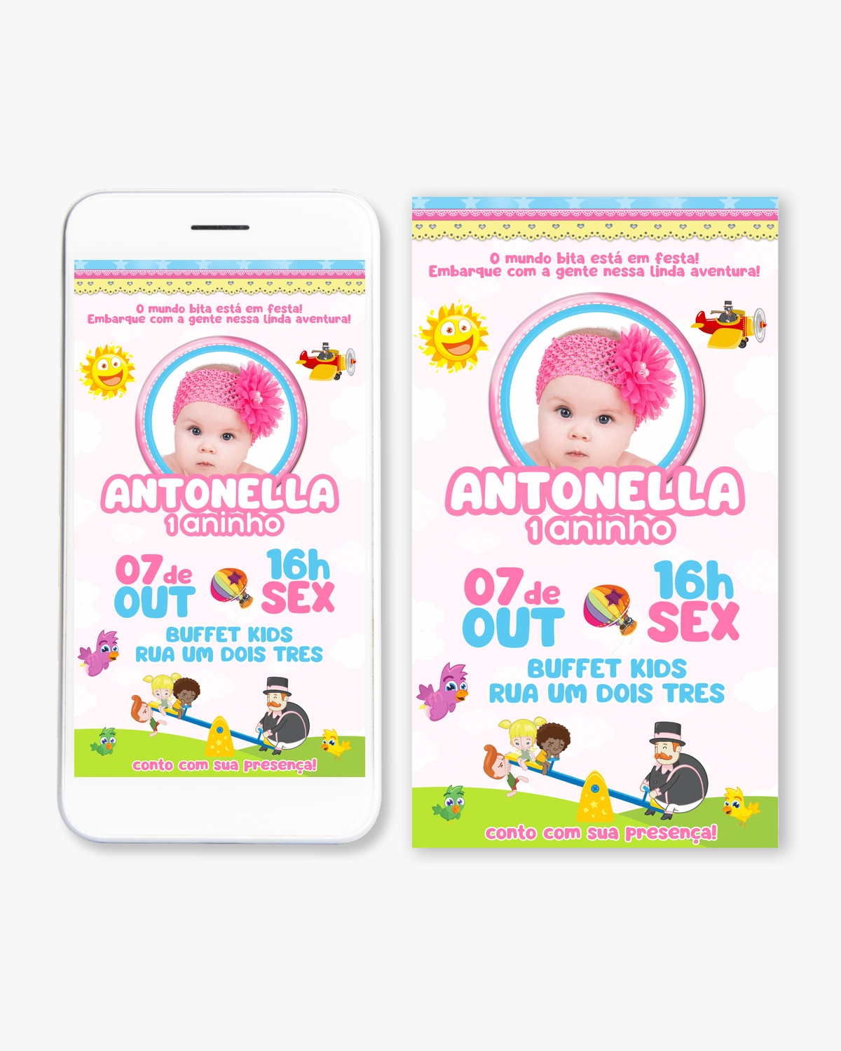 Convite Digital Mundo Bita Rosa
