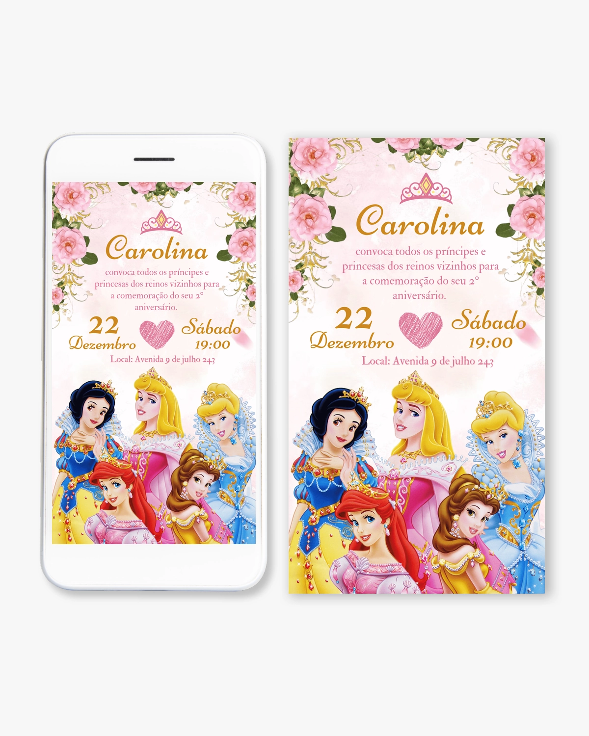 Convite Digital Princesas Disney