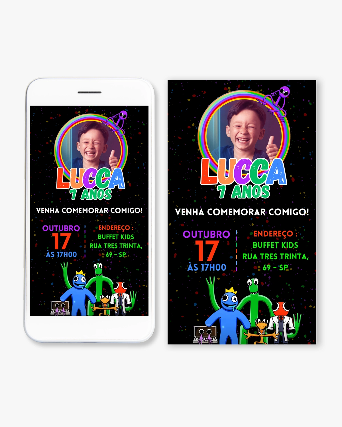 Convite Digital Rainbow Friends