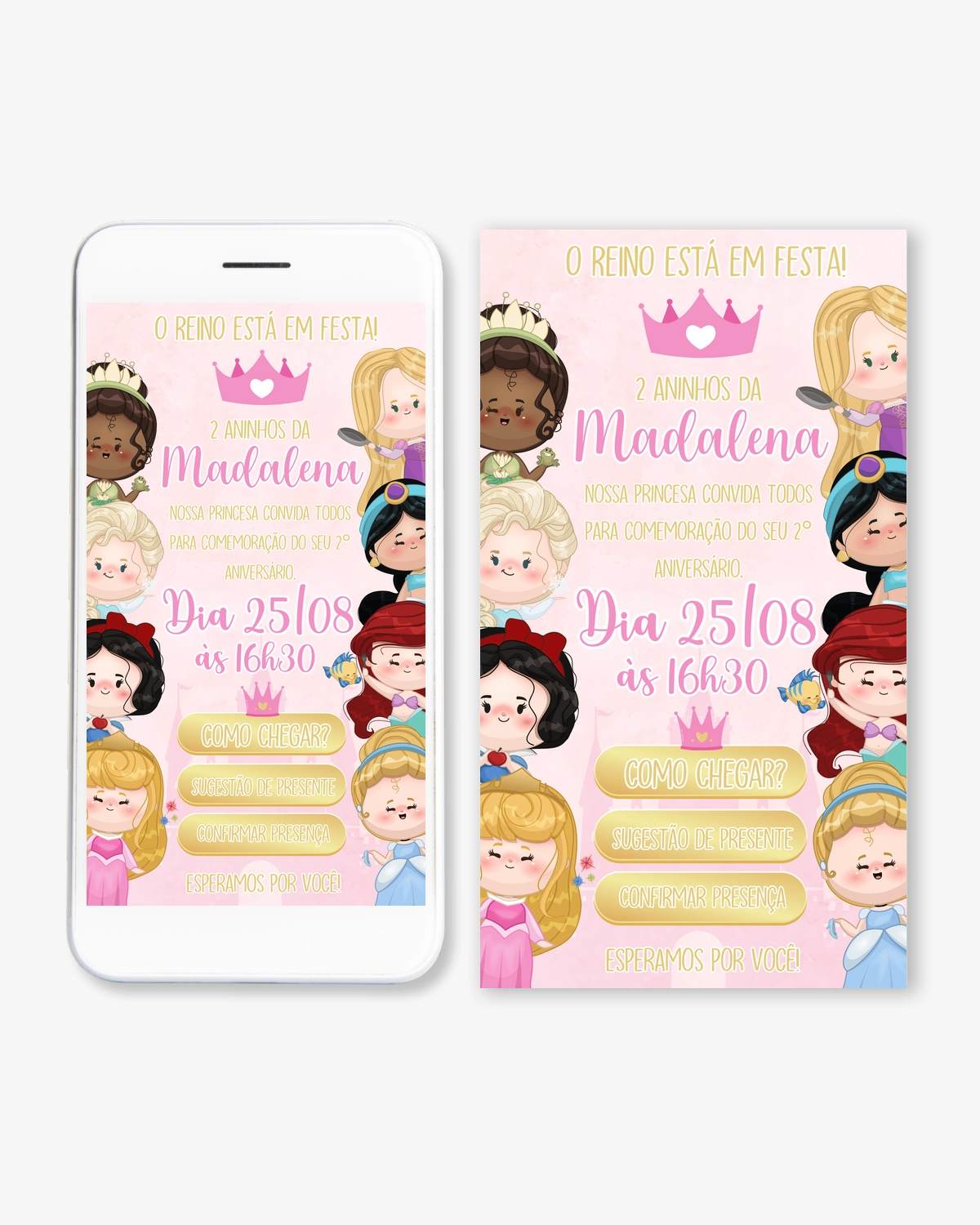 Convite Interativo Princesas Cute