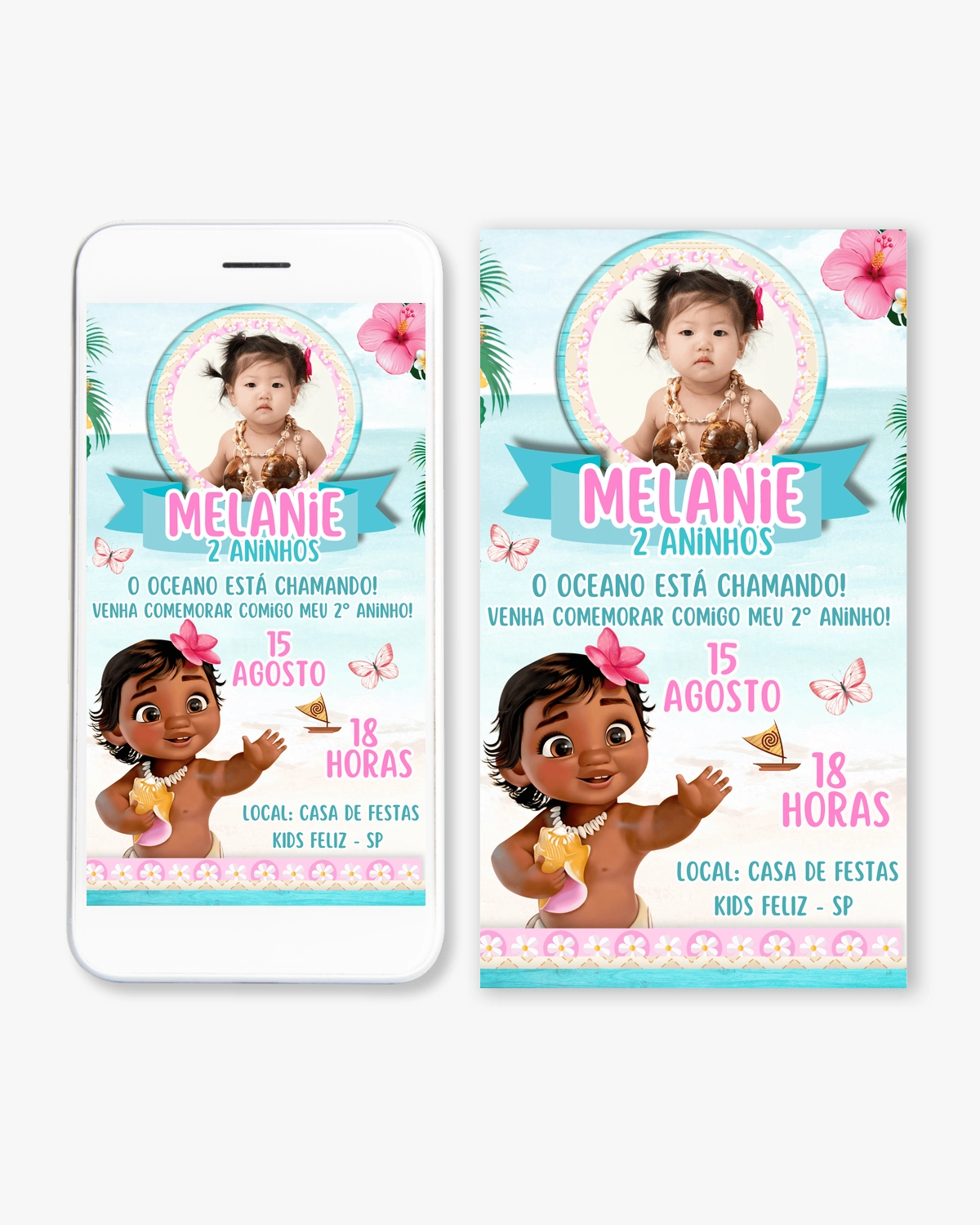 Convite Digital Moana Baby