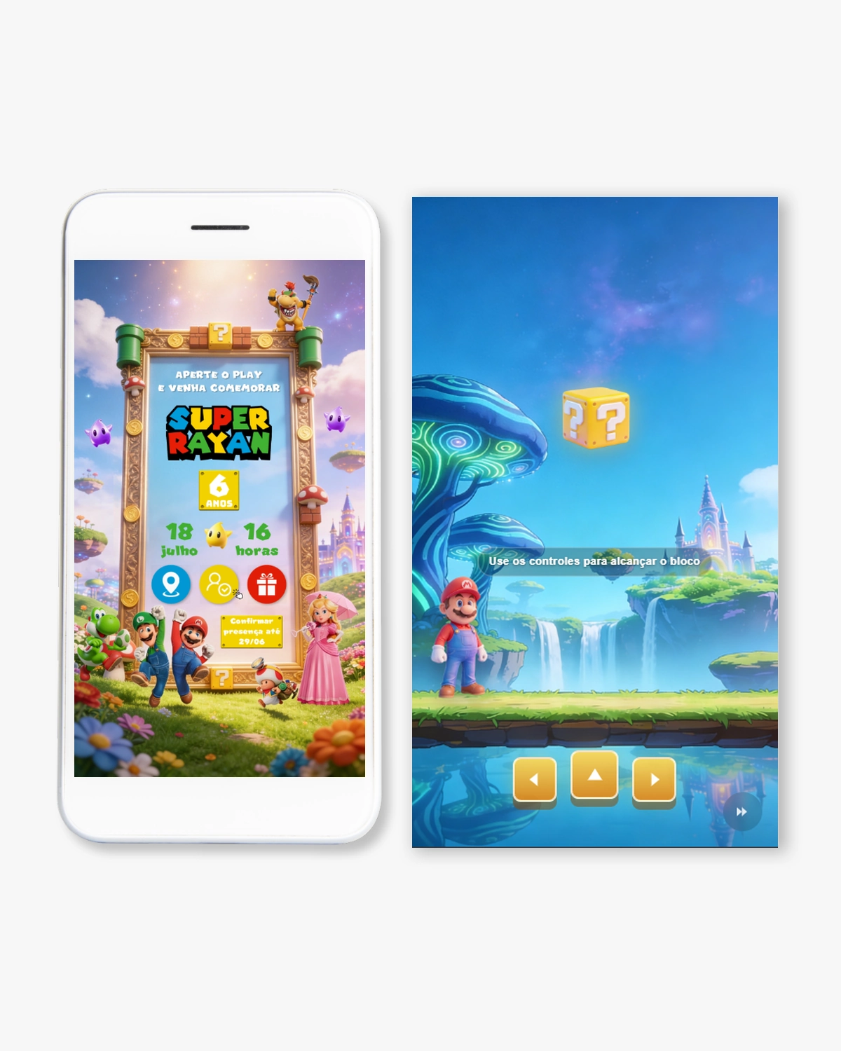 Convite Experiência Premium com Narração Super Mario